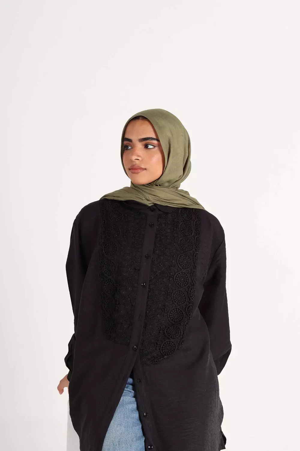 Oversized Black Shirt with Lace 9