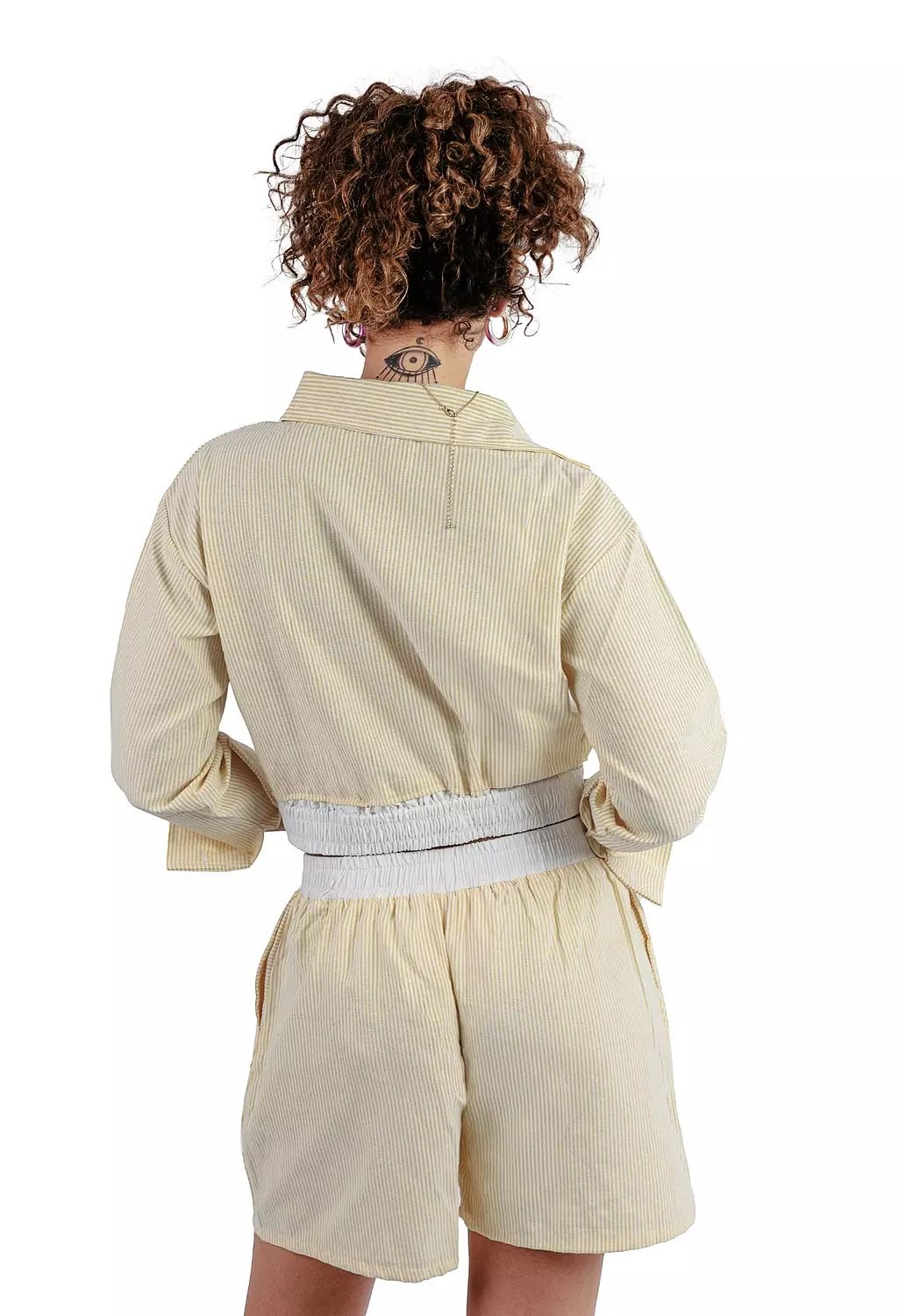 Pastel yellow Stripe set in boxer Shorts 2