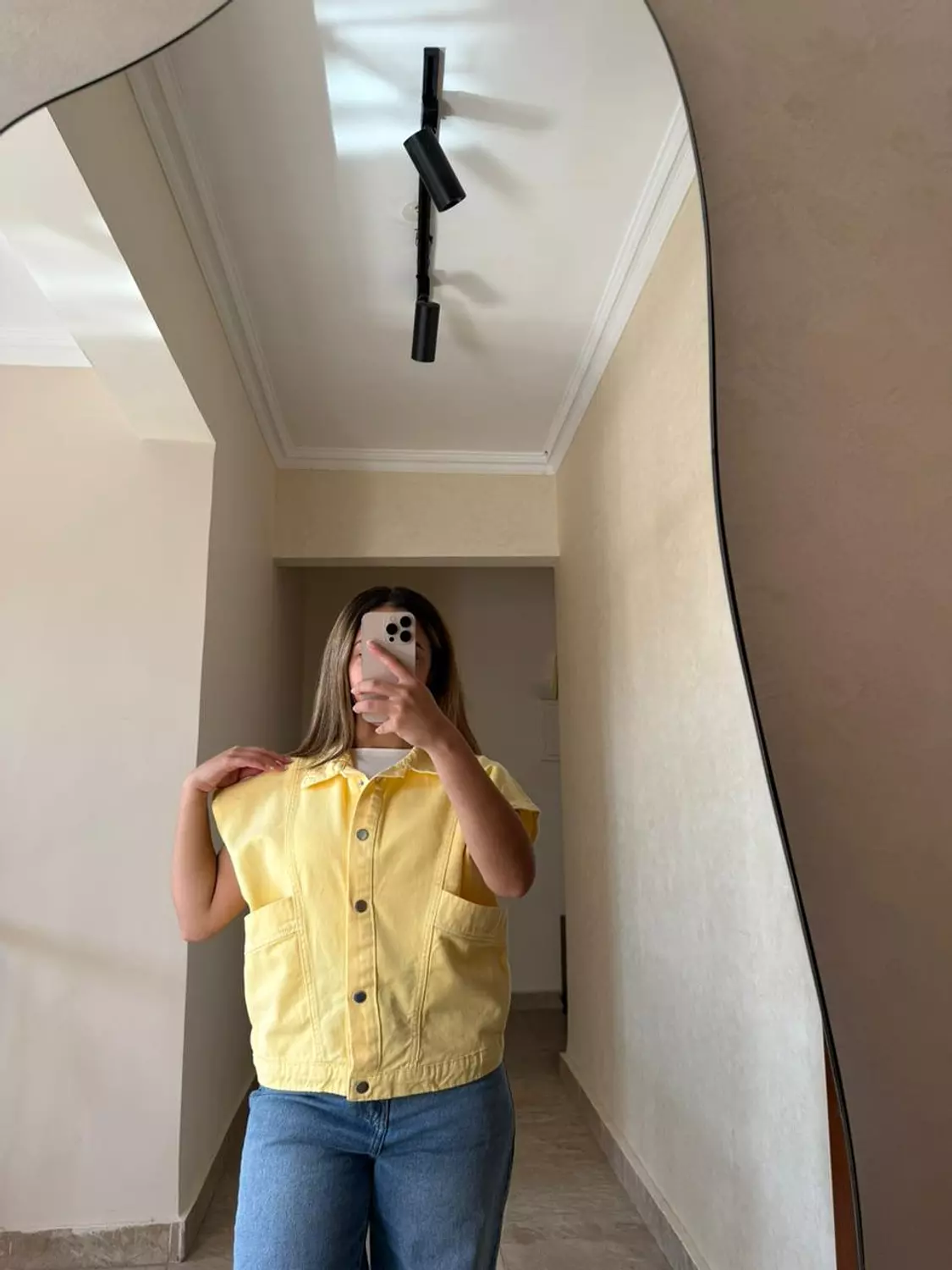 Cropped Jeans Vest Yellow 2