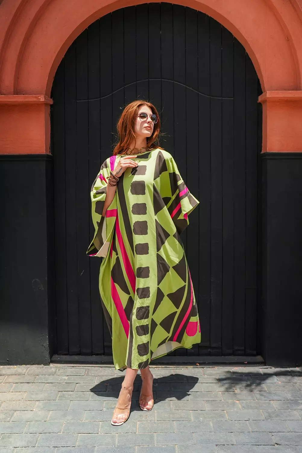 Apple green printed dress 5