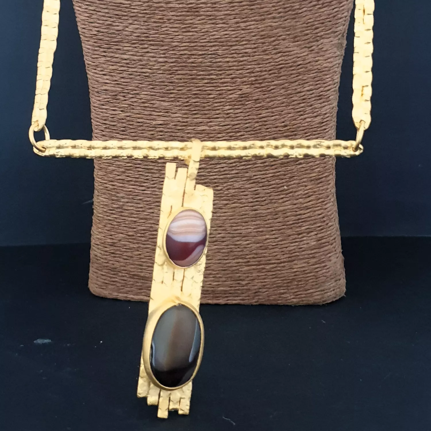 Rectangle double agate necklace image