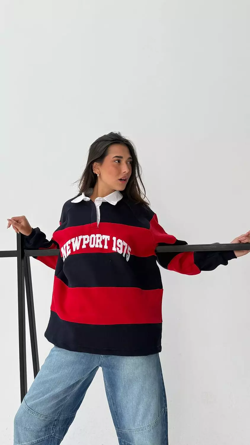 Striped poplin collar hoodie 2
