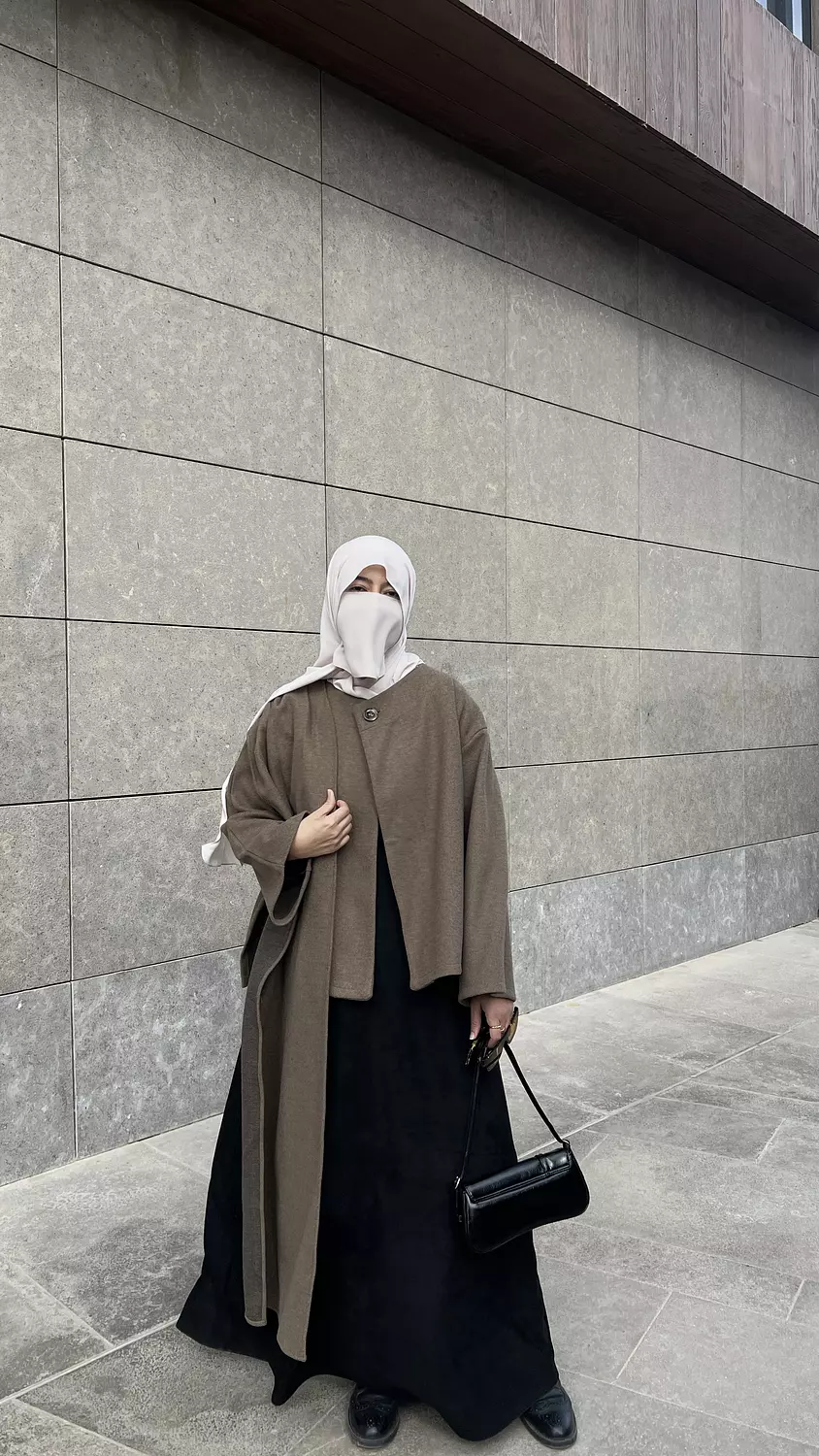 Nabeela Shawl Coat - Beige  1