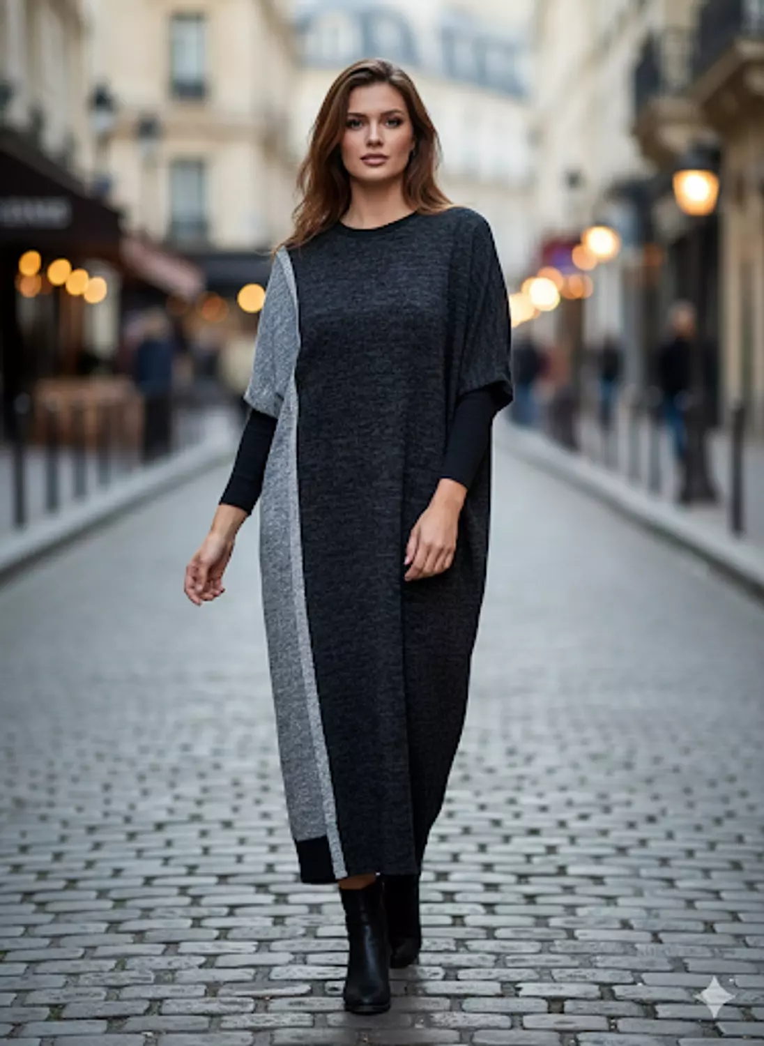 Modern Dual-Tone Oversized Knit Dress image