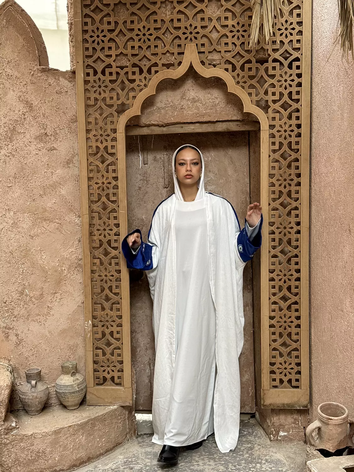 Blue Satin Evil Eye Kaftan 5