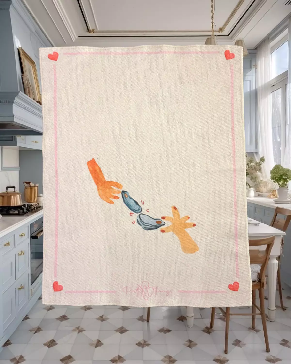 pretty blue kitchen towels set 3