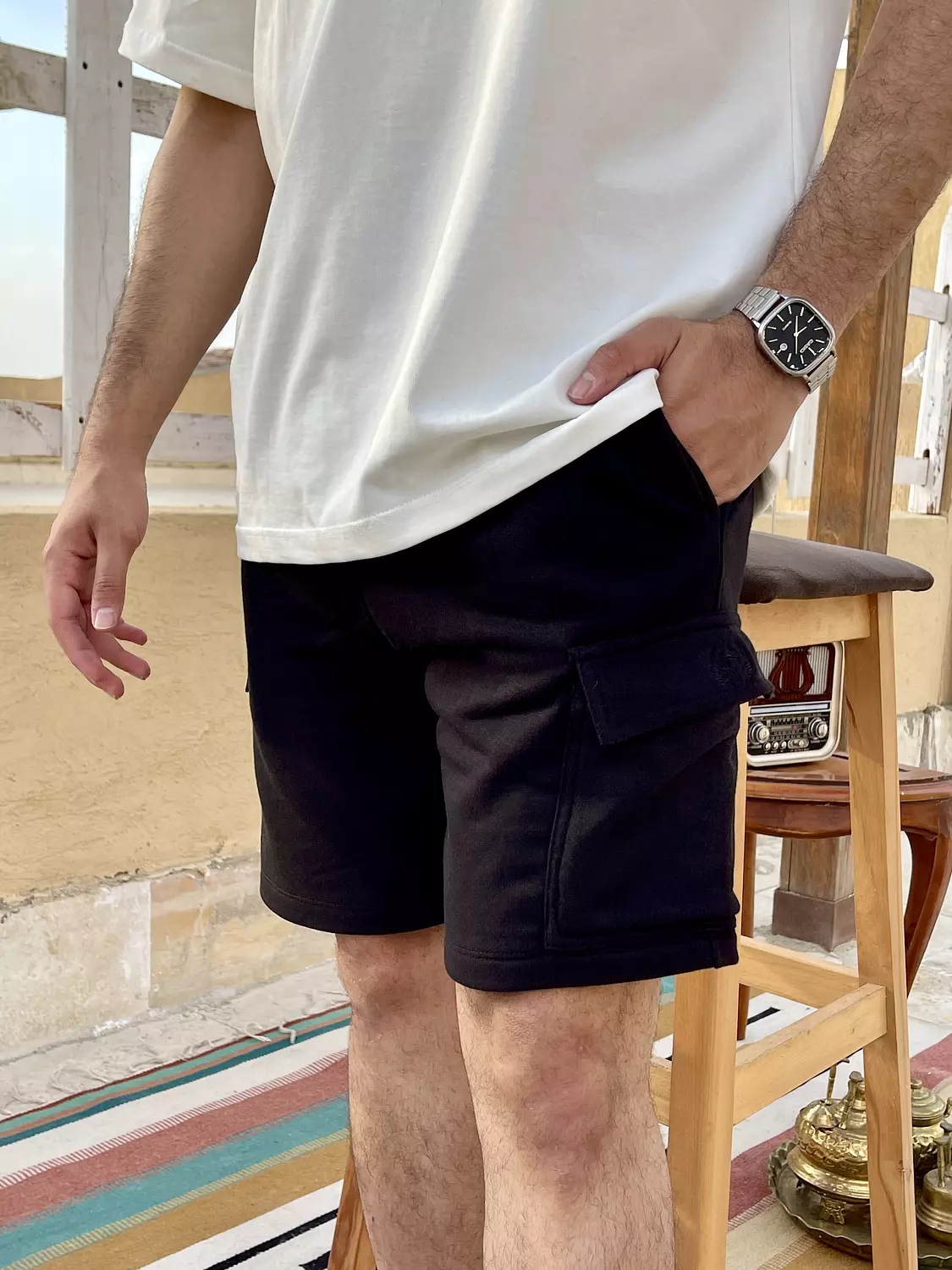 unisex cargo shorts with soul embroidery image