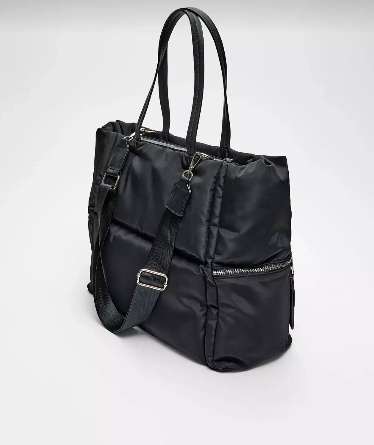 Black waterproof bag with strap hand hover image