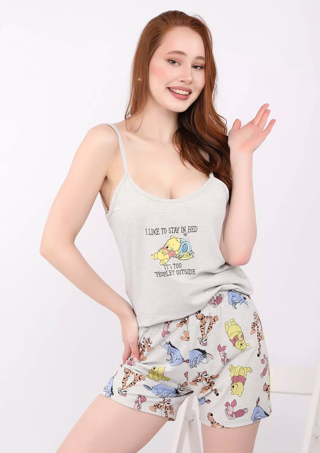 S254 Winnie The Pooh Shorts Pajama Set 3