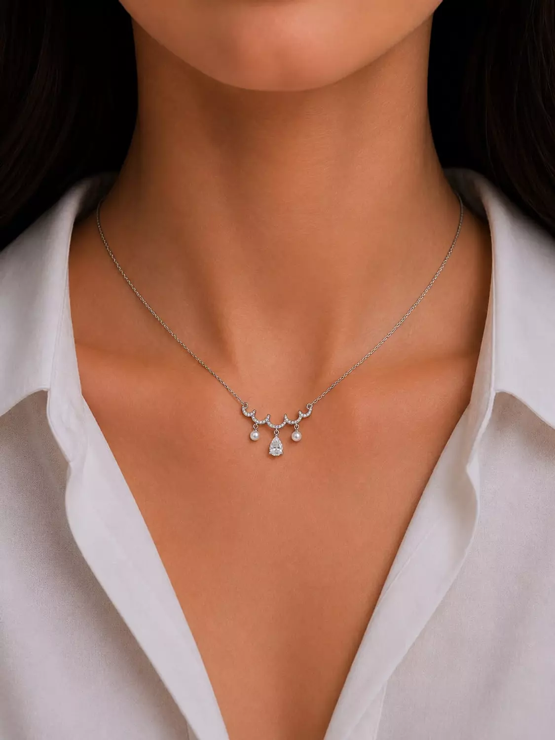 Silver Necklace Daimond image