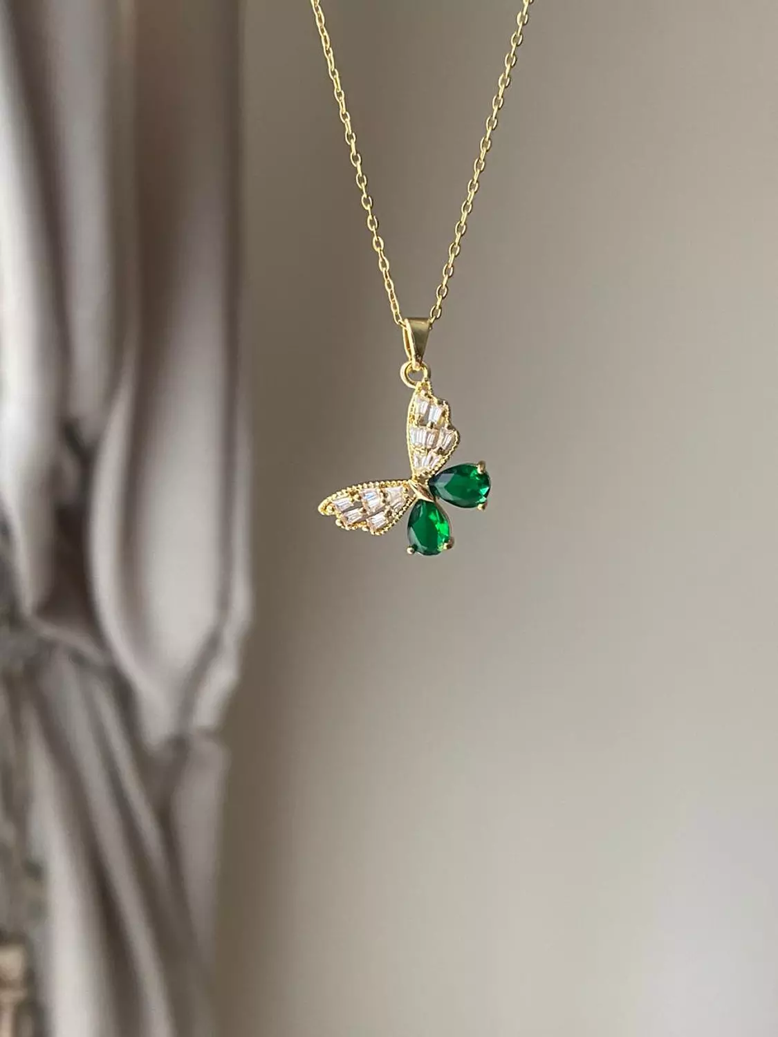green butterfly necklace 