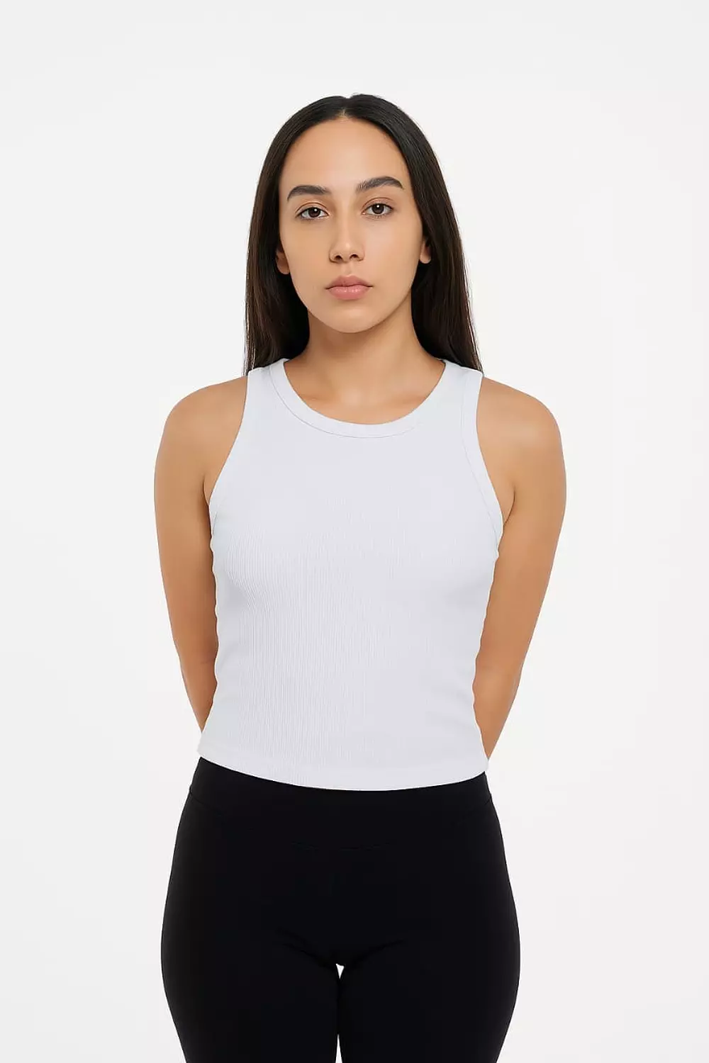 Crew Neck Tank Top - White – fresh, clean, effortless image