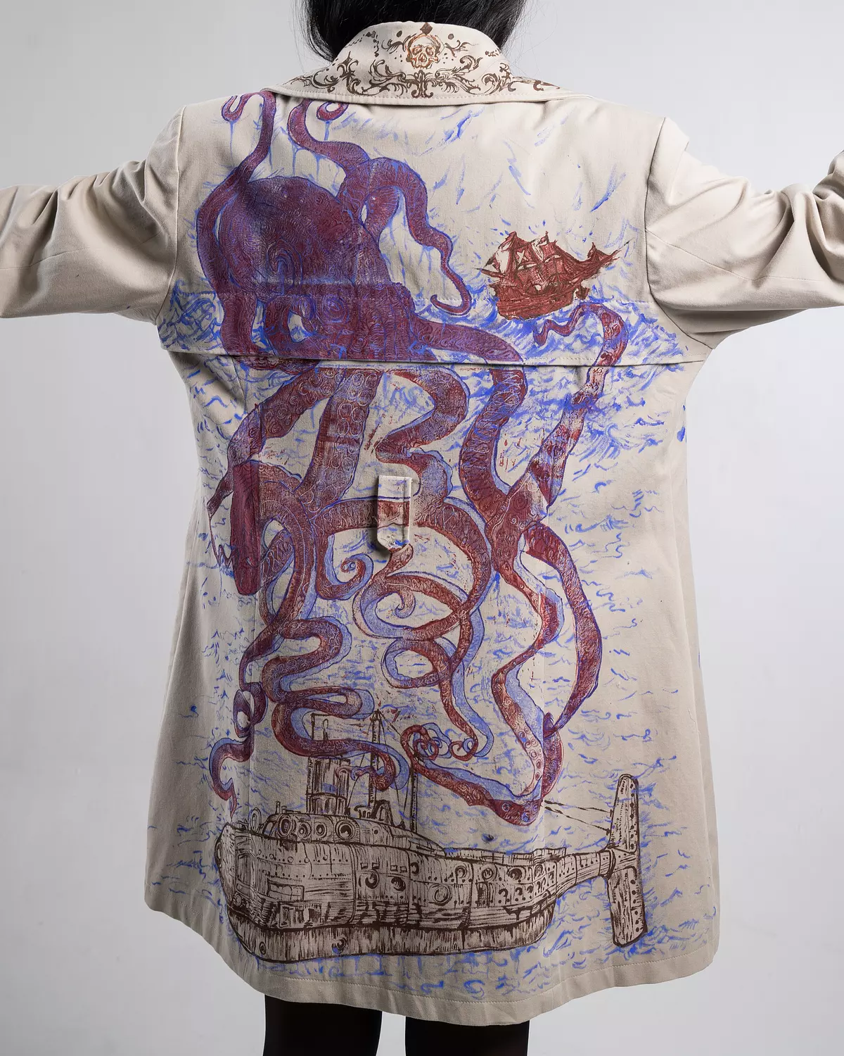 "Hidden depths “ 1of1 hand-painted coat  6