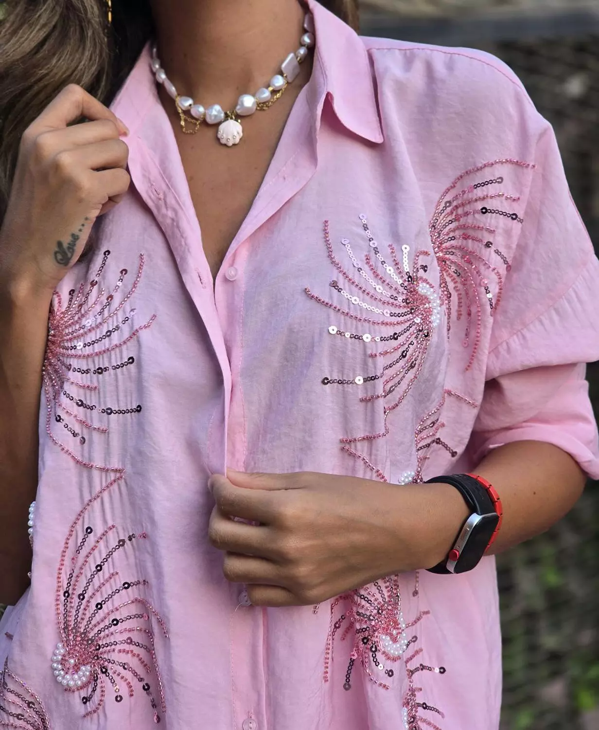 Pearl Strass Embroidery Chemise  hover image