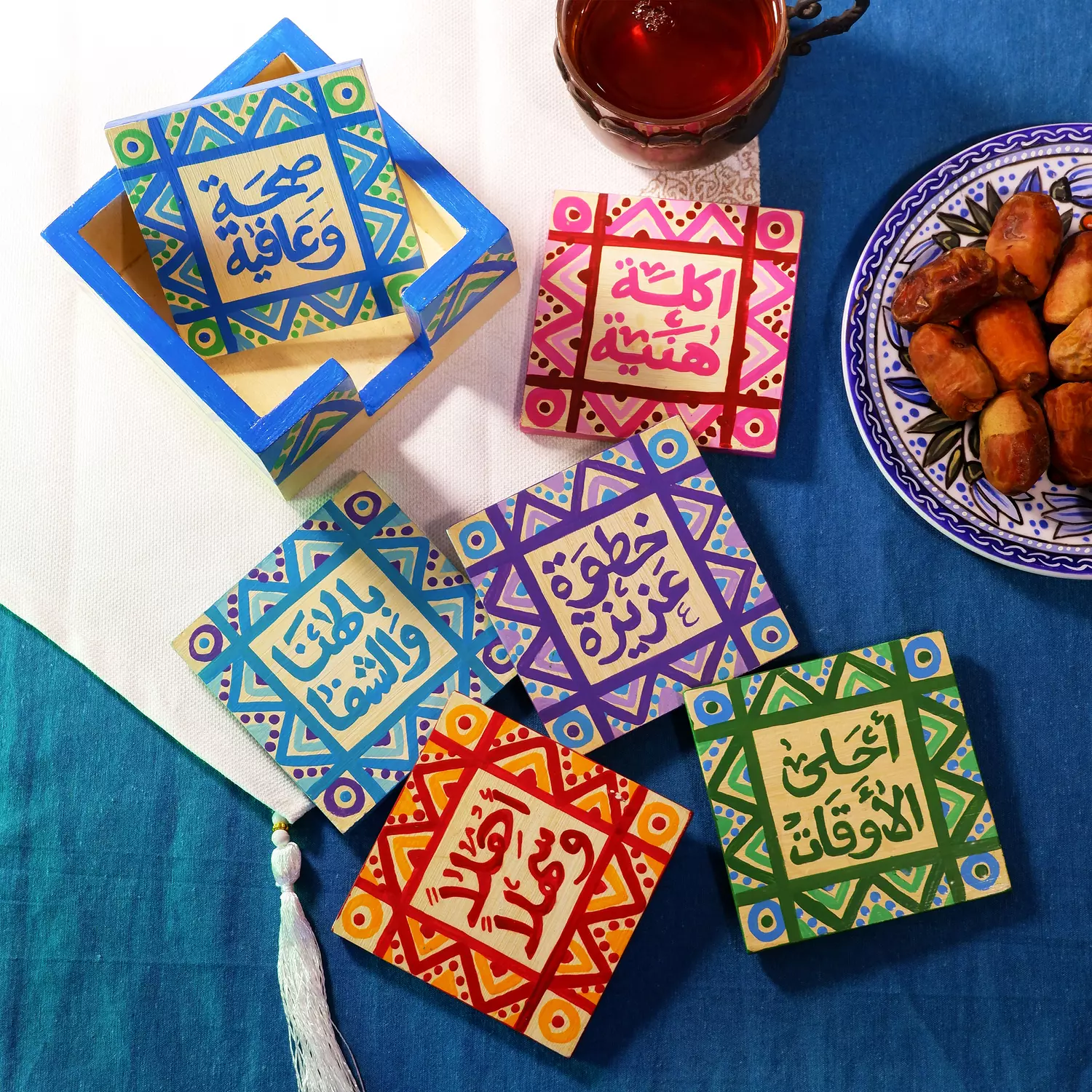 Coaster set - 2 lines triangles - colours 1