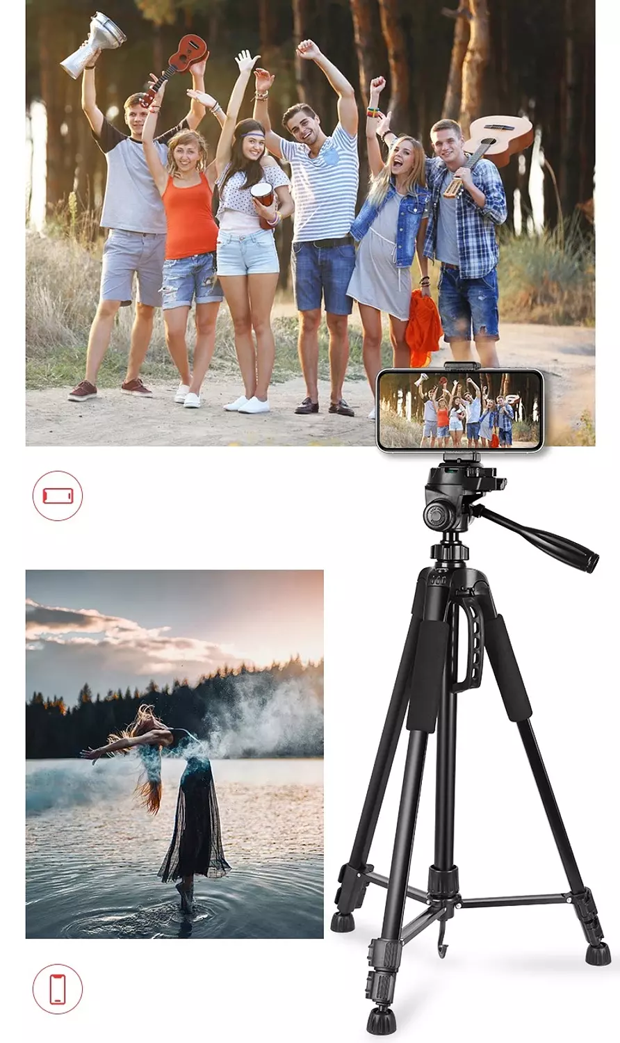 PLOKAMA PK-9950 Tripod Stand 150CM Height 360° Rotation Black 10