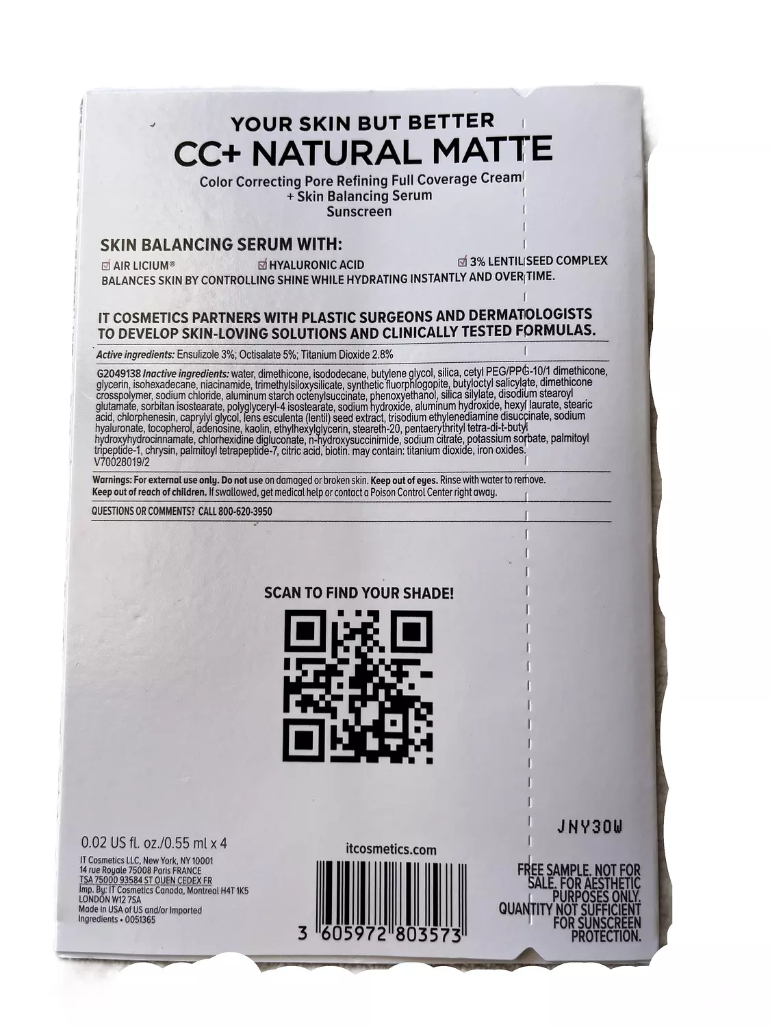 It cc+ Cream natural matte 0.55ml x4 1