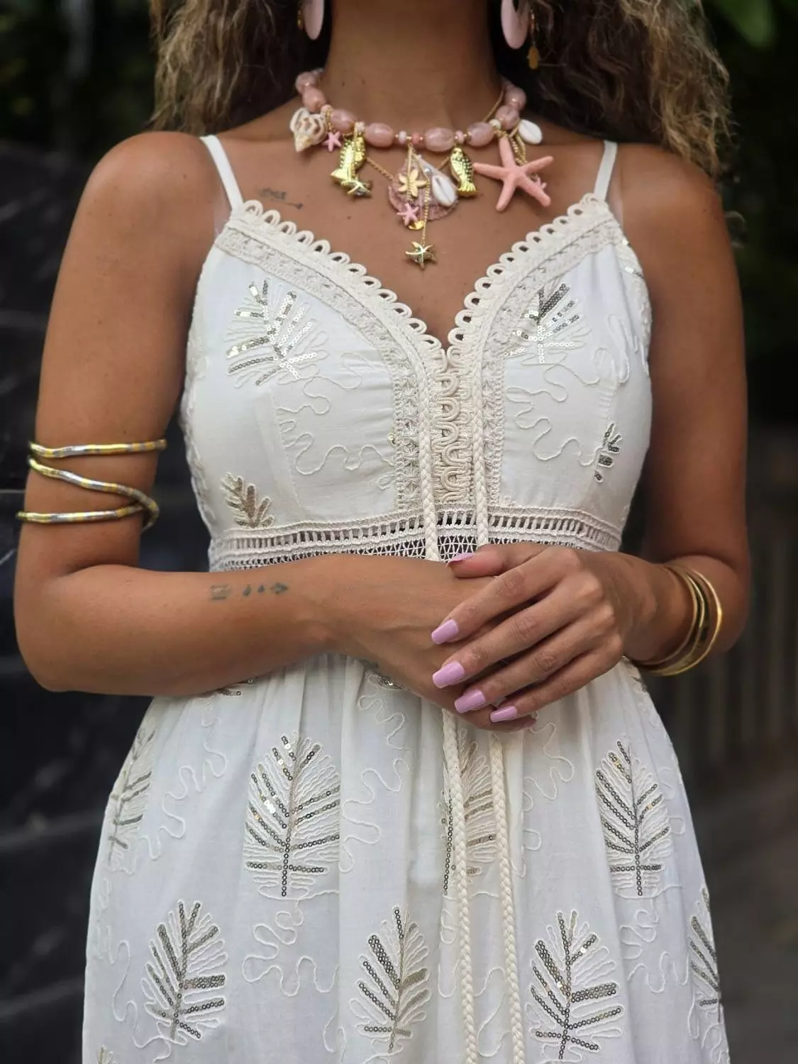 Créme embroidered dress  2