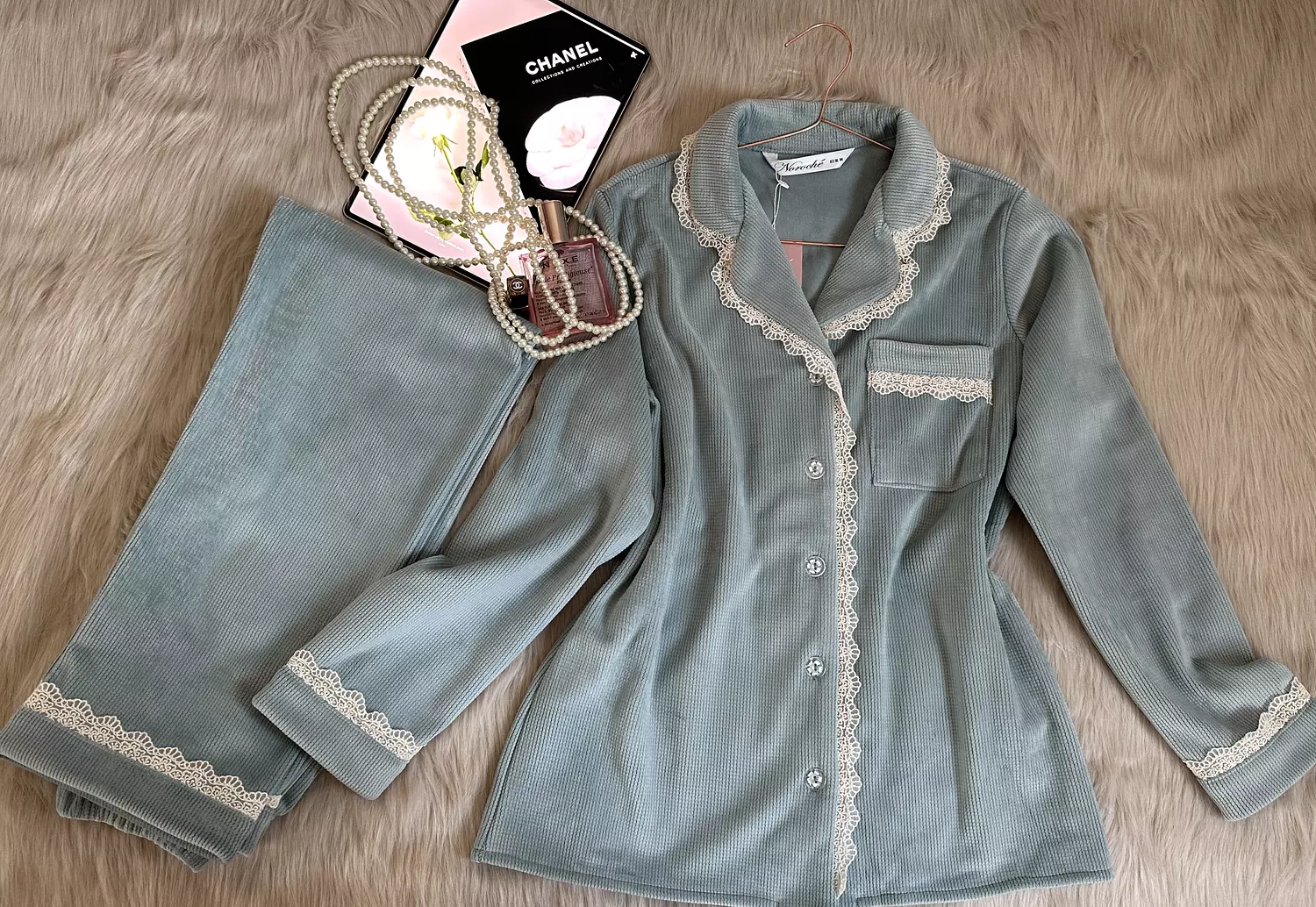 Velvet Misty Blue Pajamas image