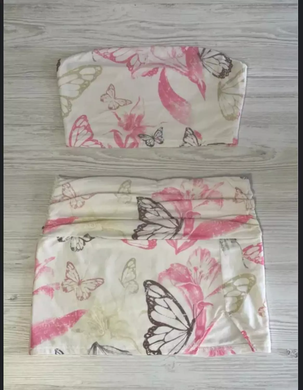 SHEIN Summer  Butterfly Print  Mini Skirt 2pcs Set image