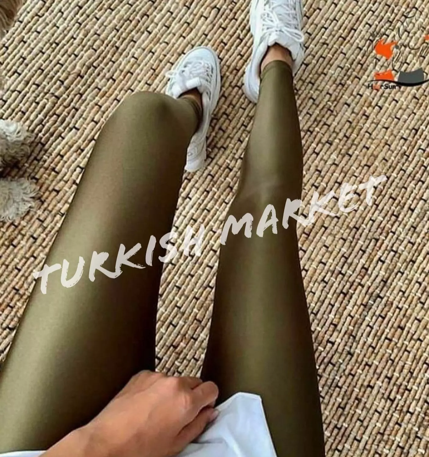 Plus size Olive Metallic leggings  hover image