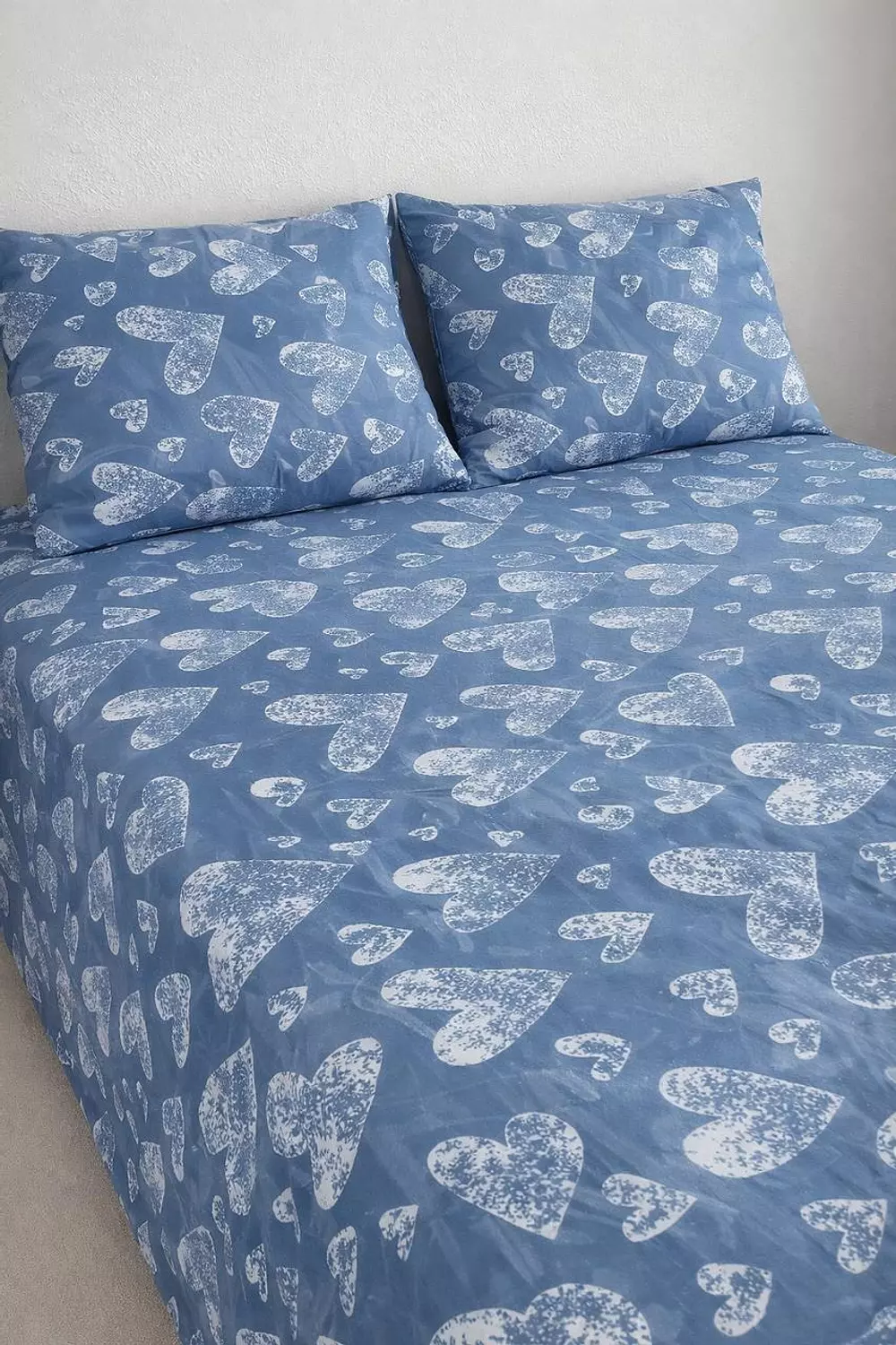 طقم ملايه قطن تركي كبير قلوب جينز image