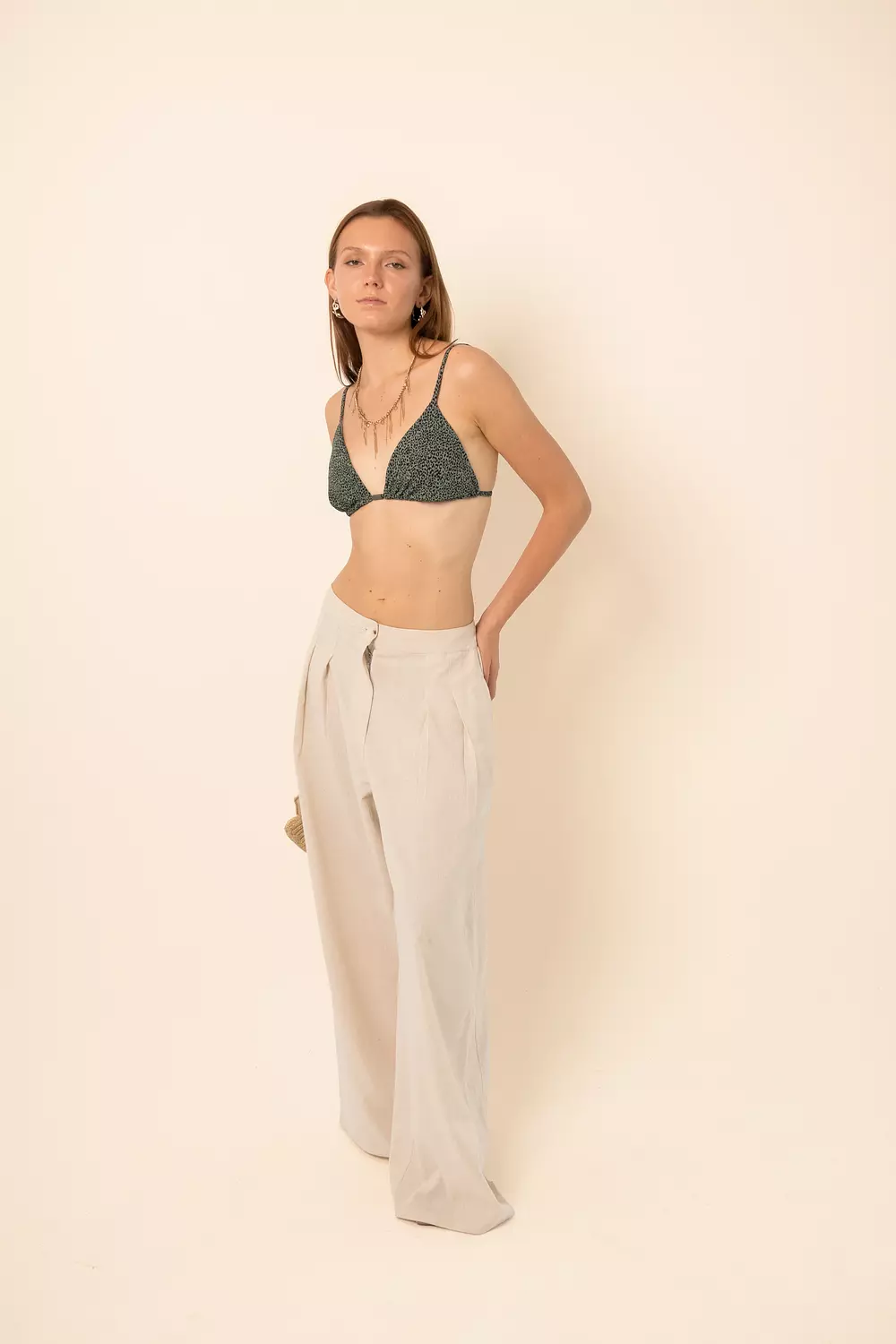 Linen Blend Darted Trousers image