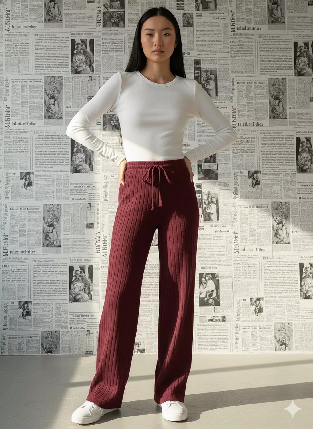 Burgundy Striped Pants image