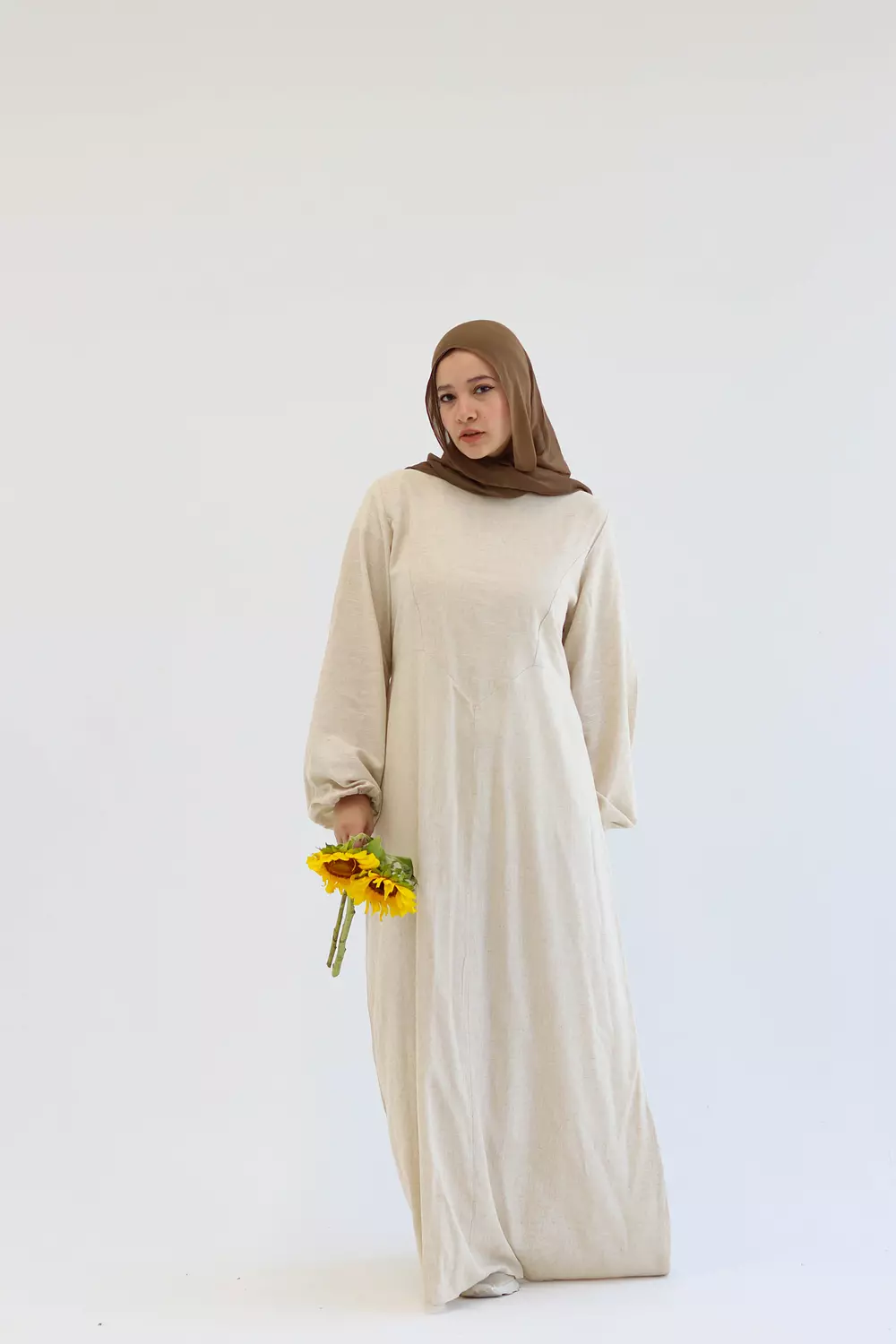 <h4>Beige Pure Linen Dress </h4>