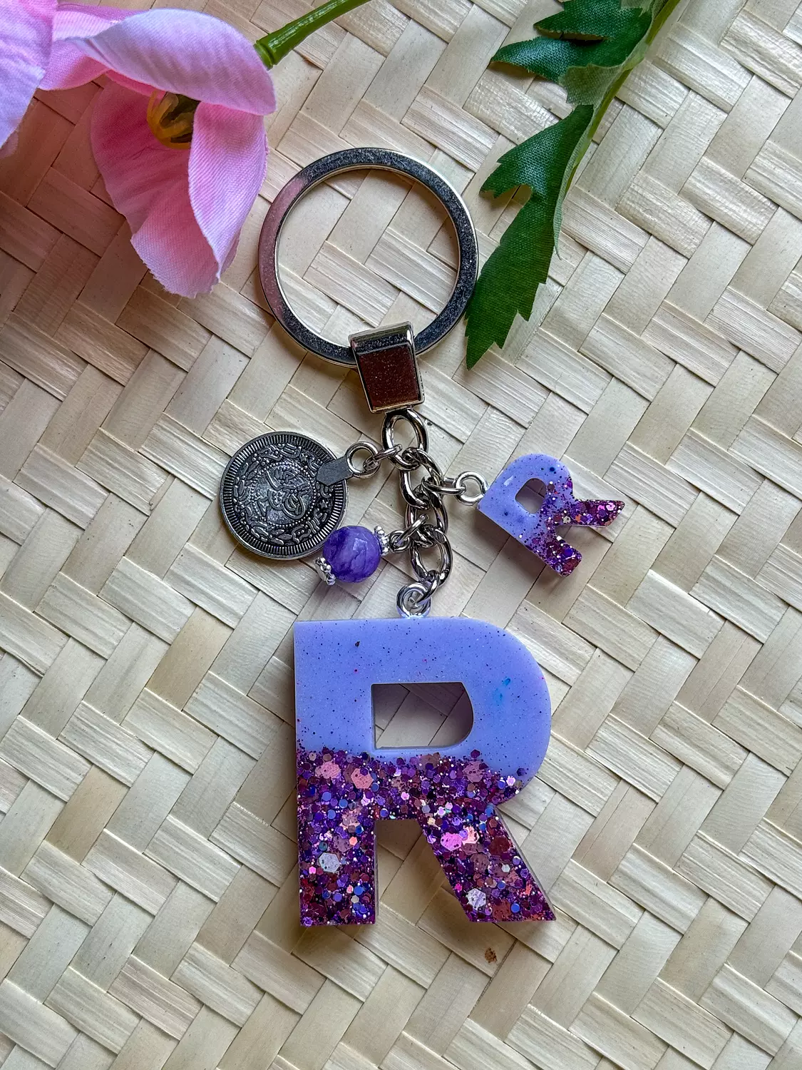 Resin Letters Keychain ( Glitter Purple ) "By Order" 16