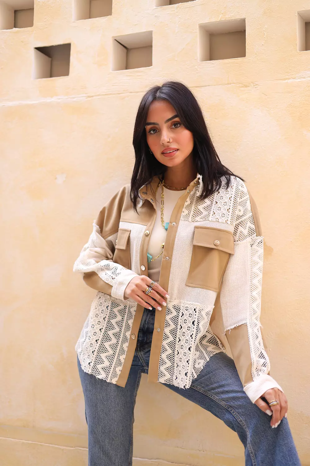 Patches chemi-jacket in beige 2