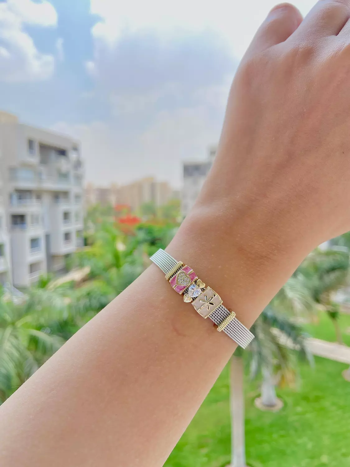 Charming silver link bracelet  2
