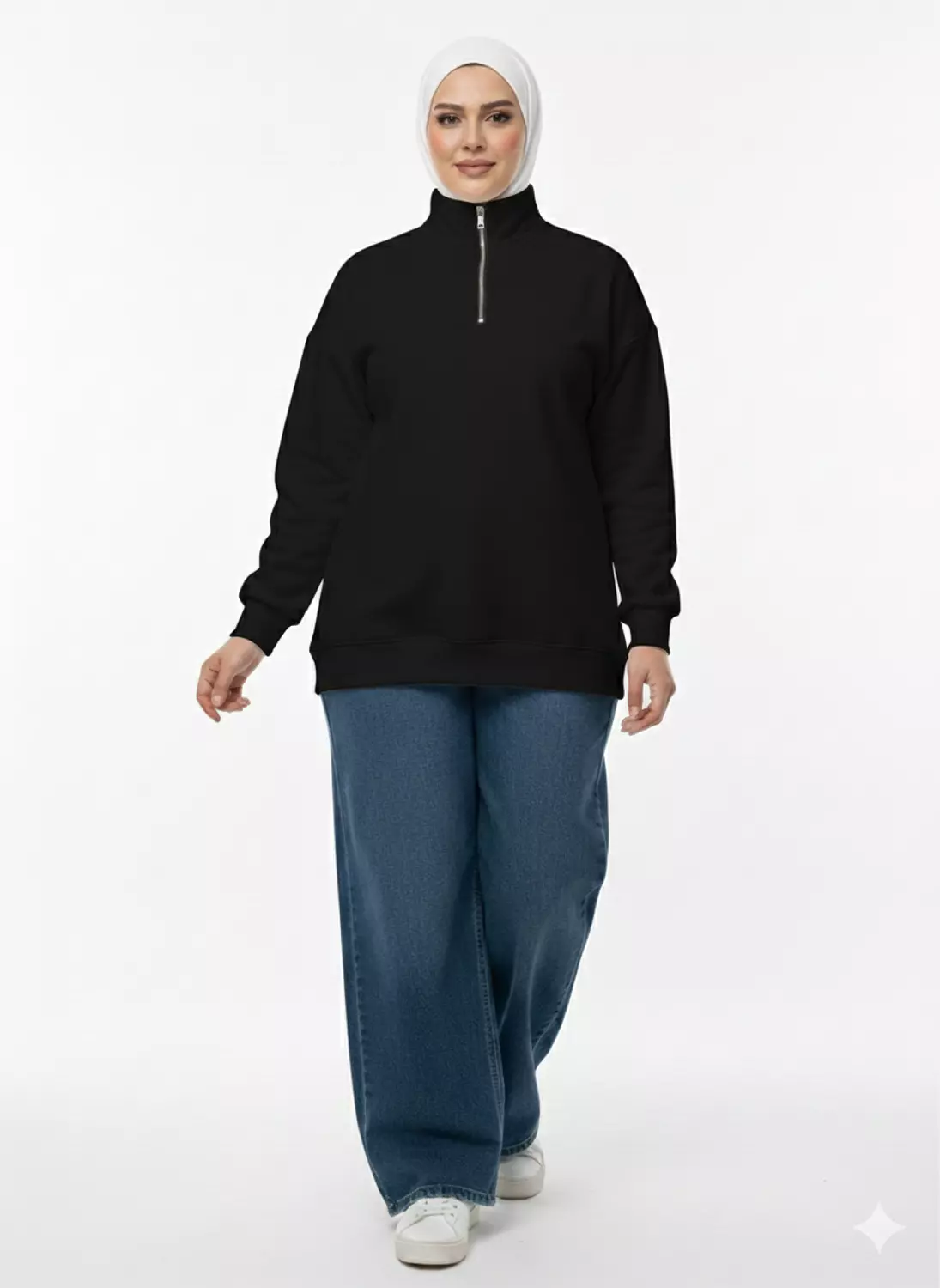 Unisex Sweatshirt, Plus Size Fashion, Quarter-Zip Fleece, Minimalist Style. 3