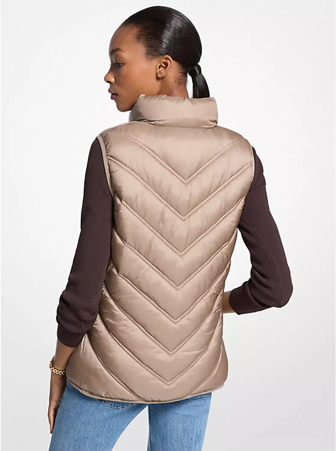  Chevron Quilted Logo Print and Nylon Packable Vest 4