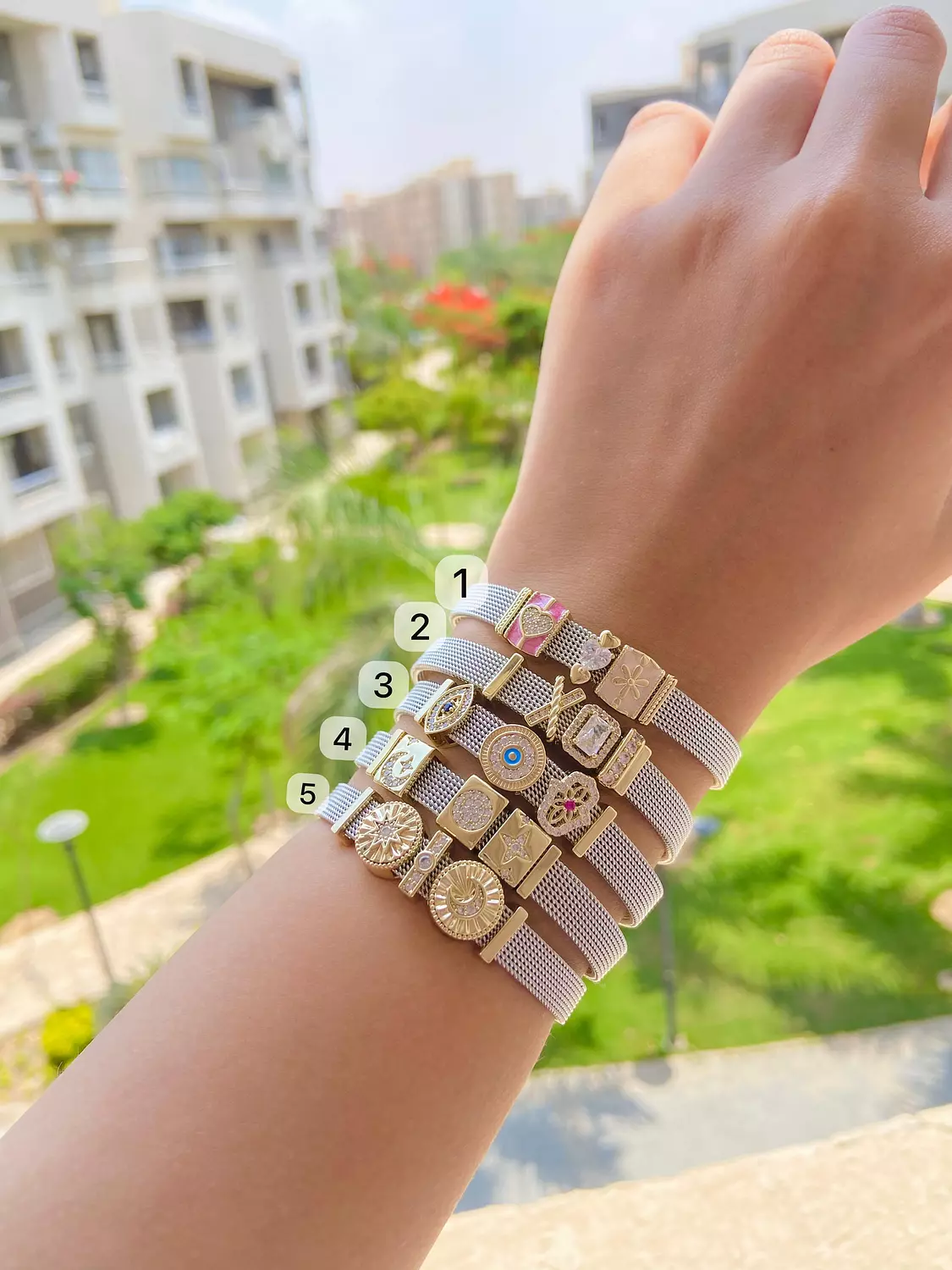 Charming silver link bracelet  1