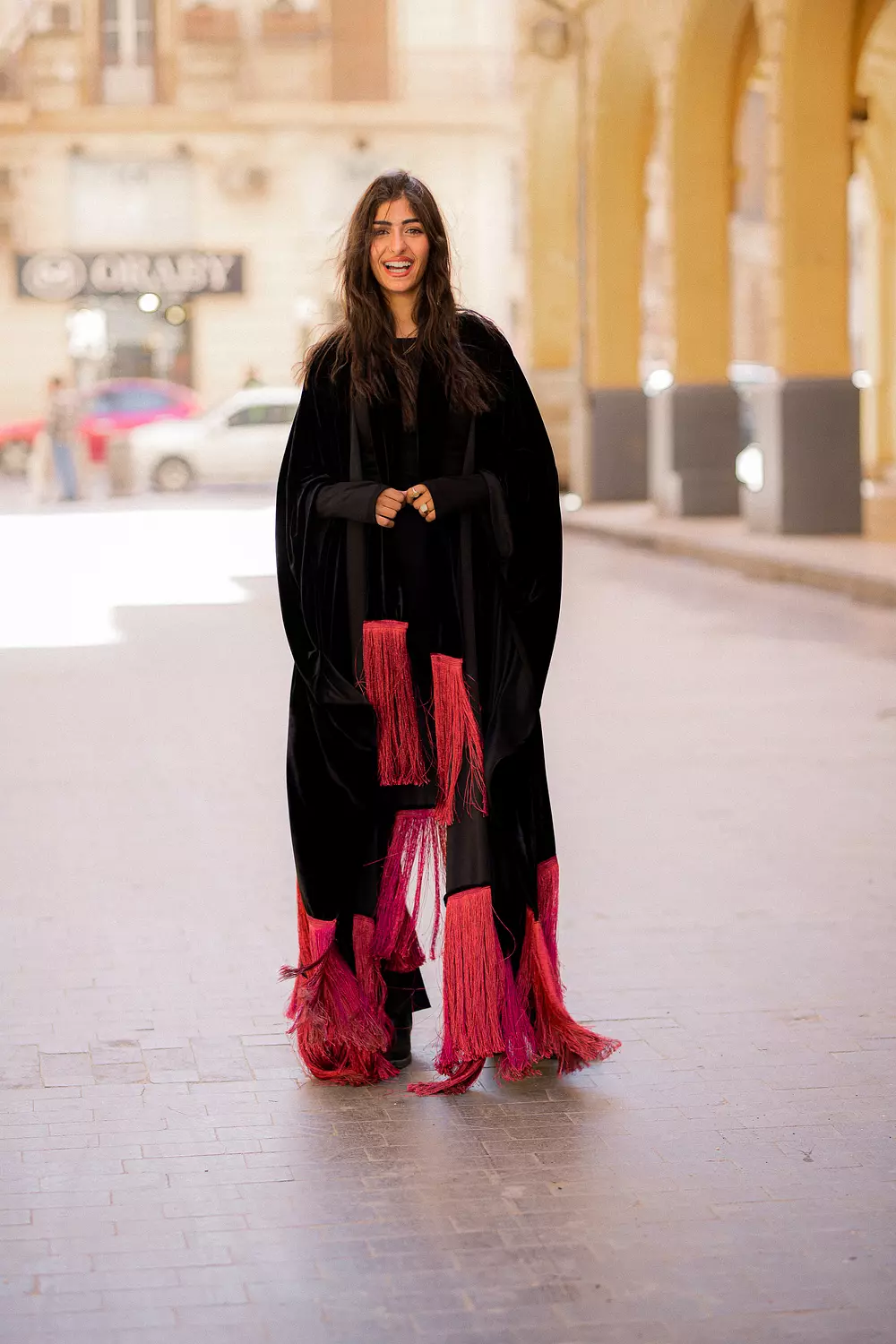Burgundy fringes velvet scarf image