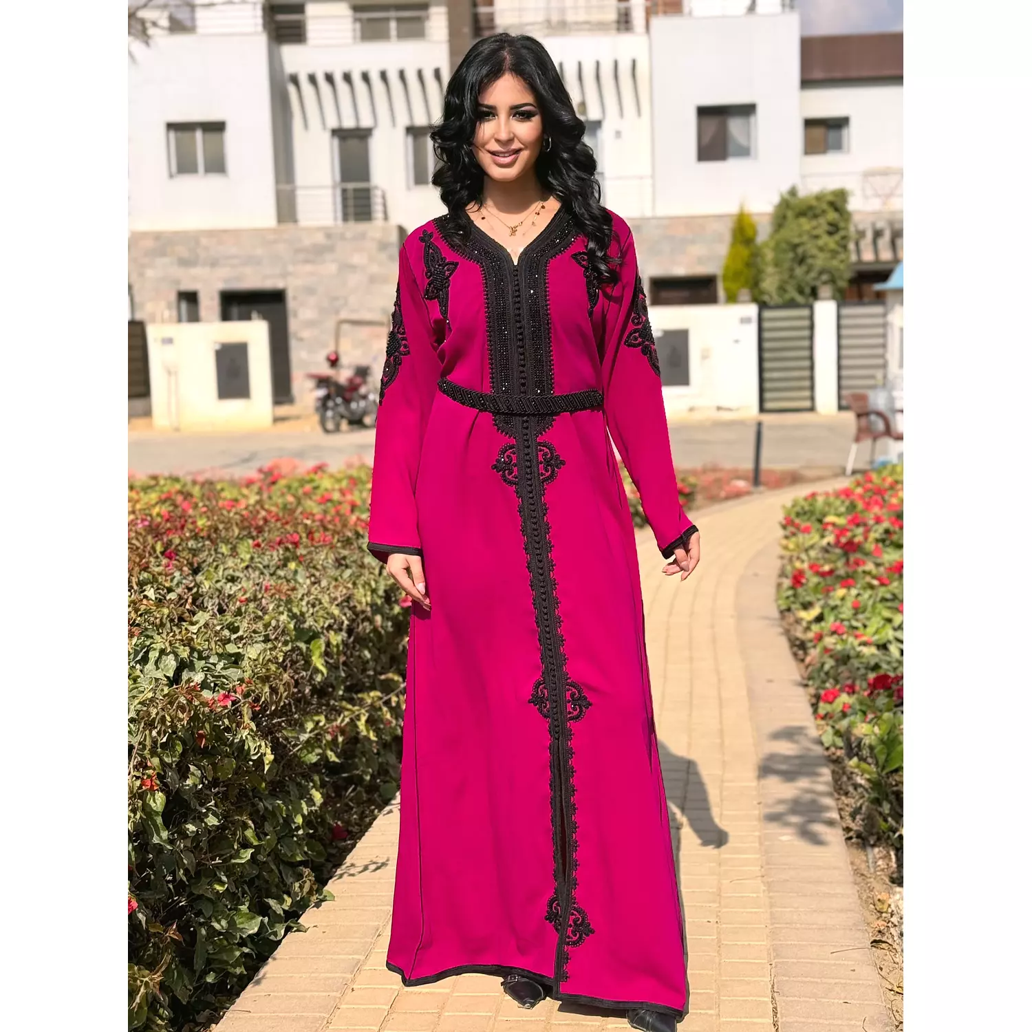 Fuchsia Moroccan kaftan  hover image