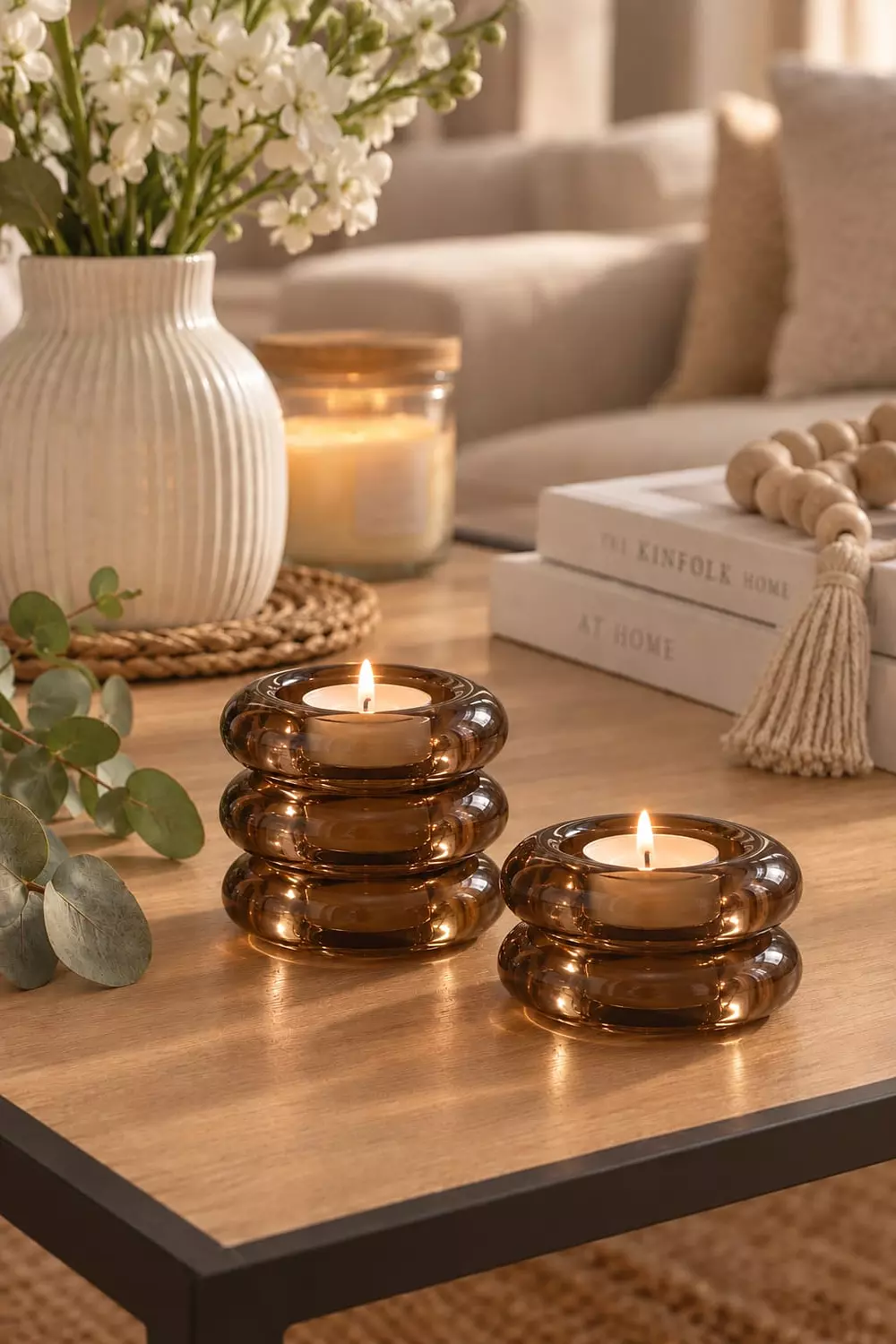 Bubble Glass Tealight Candle Holder Set of 2 – Handmade Pyrex 3