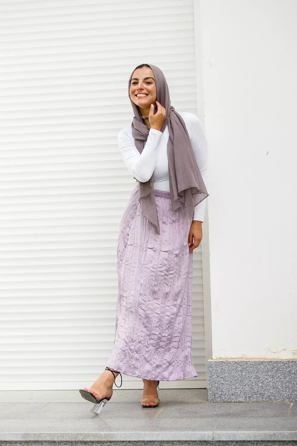 Lillac crushed maxi satin skirt  image