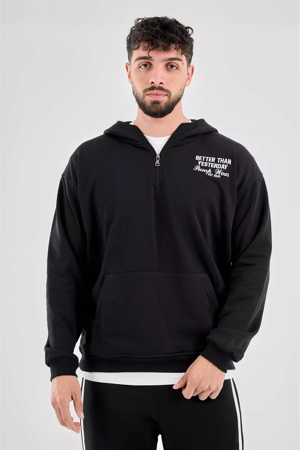 Drop Shoulder quarter Zip Hoodie ‘’black’’ 3