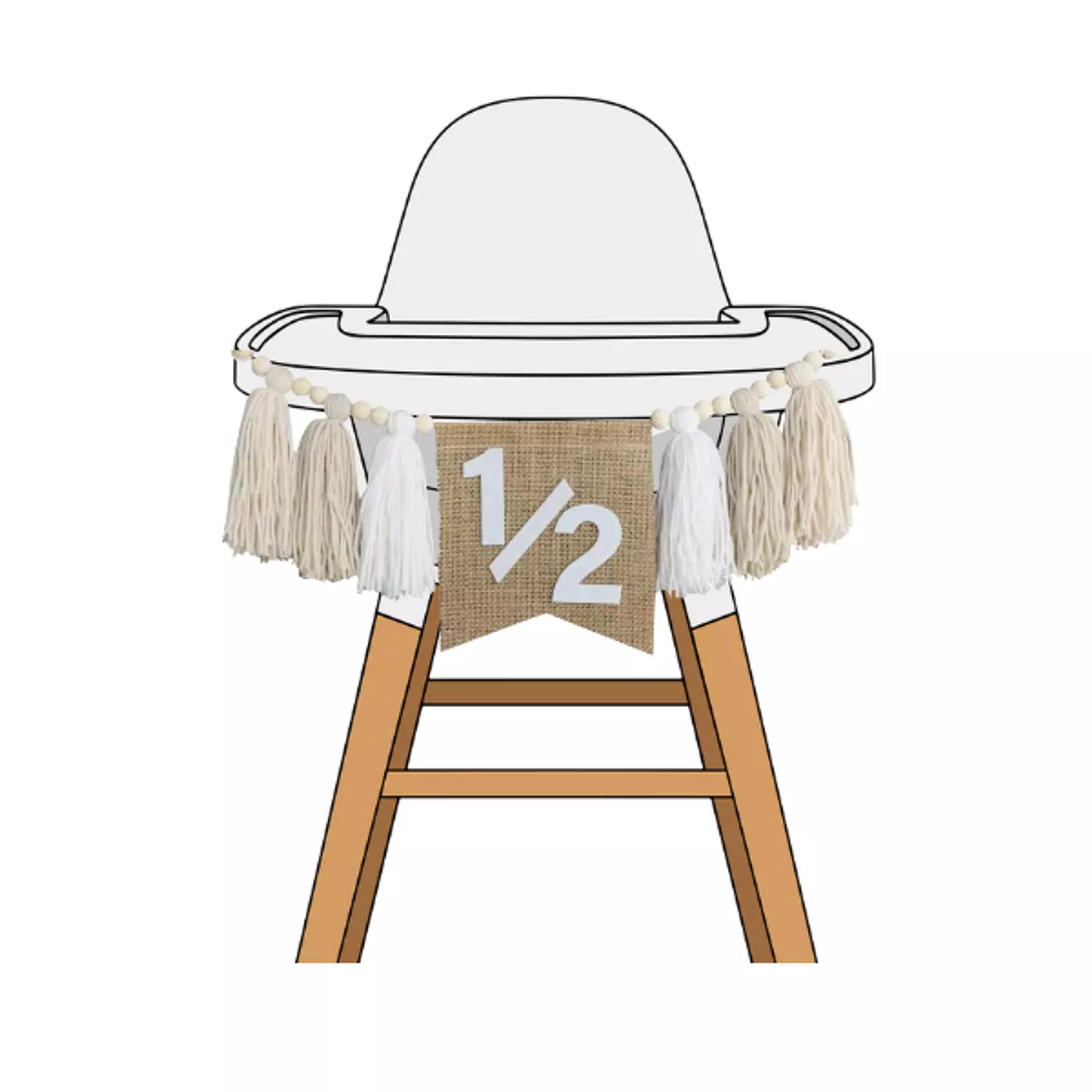 Beige 1/2 Birthday High Chair Tassel Banner image