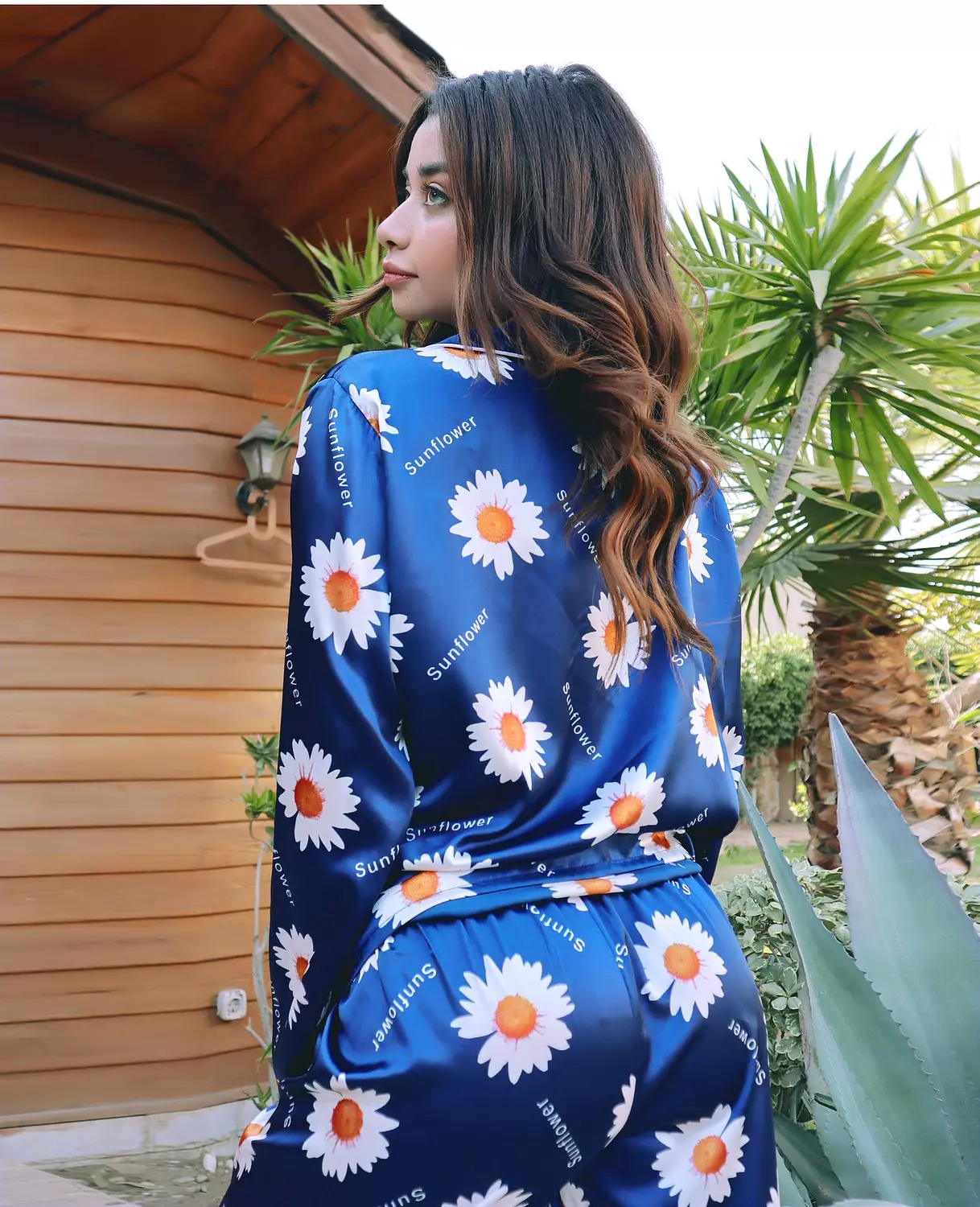Sunflower Print Satin Pajama 6