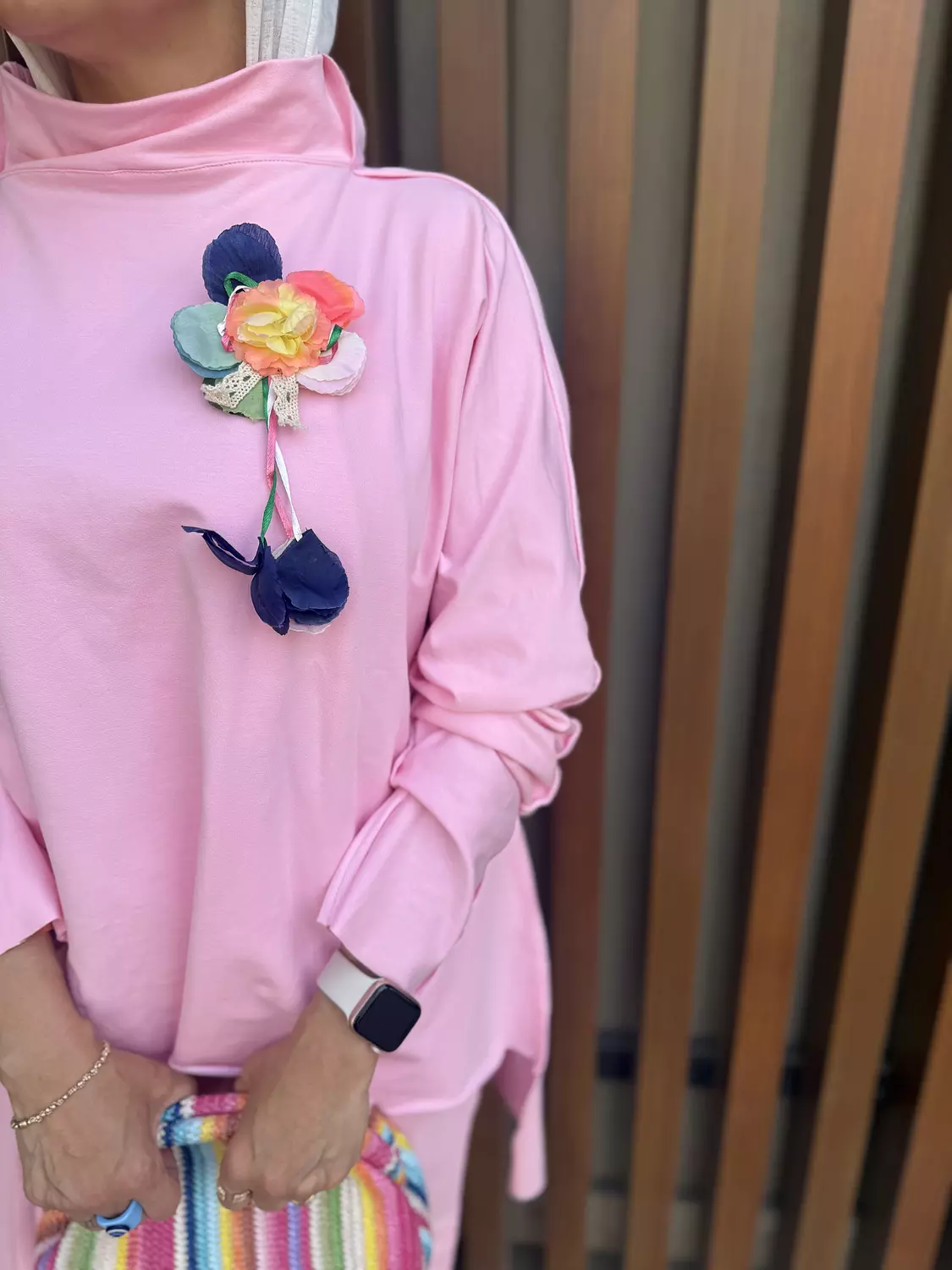 Pink melton cotton top image
