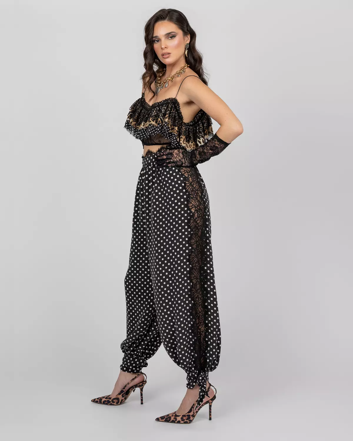 Polka Dot Silk Balloon Trousers 4