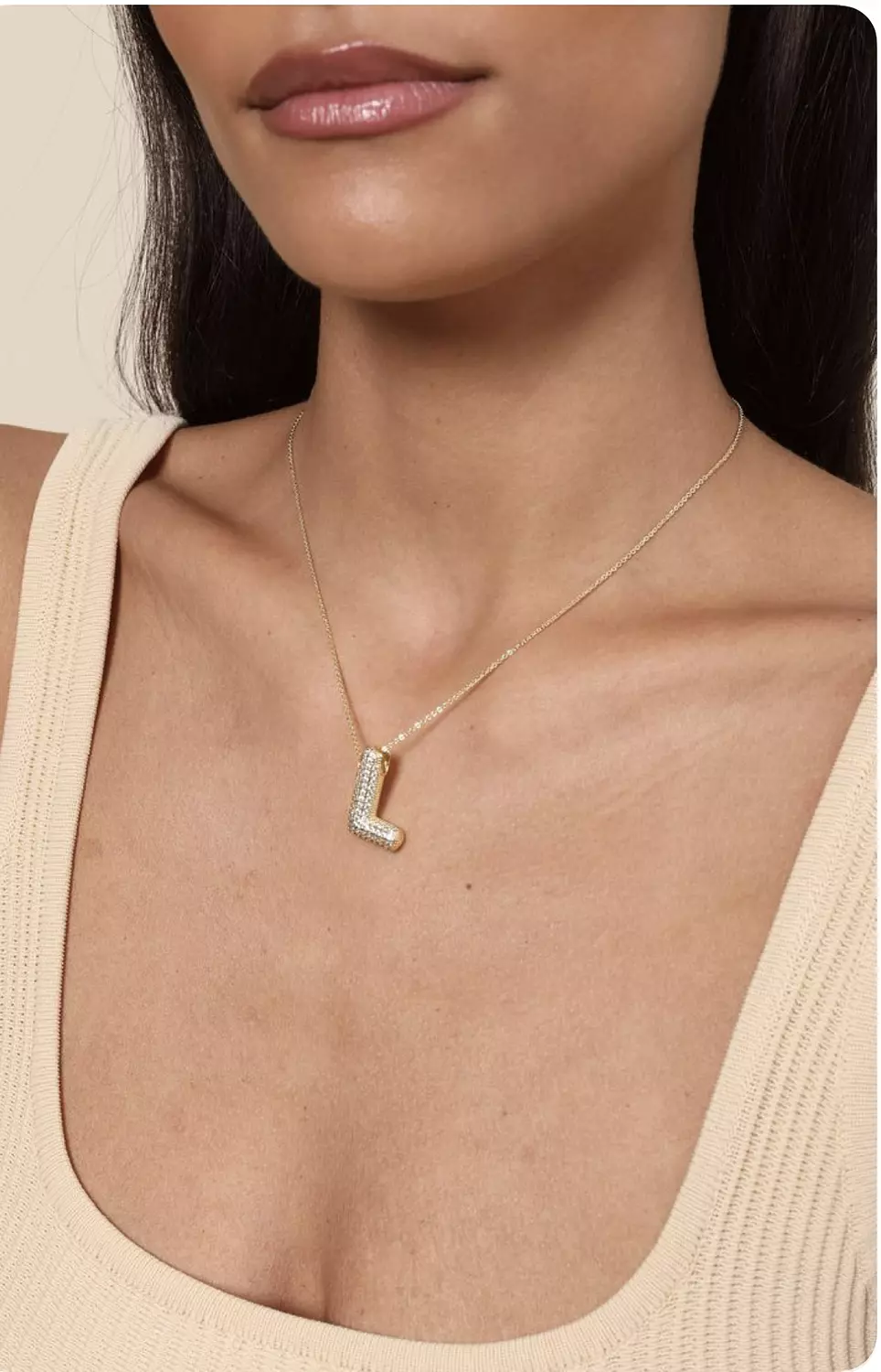 Crystal bubble letter necklace  3