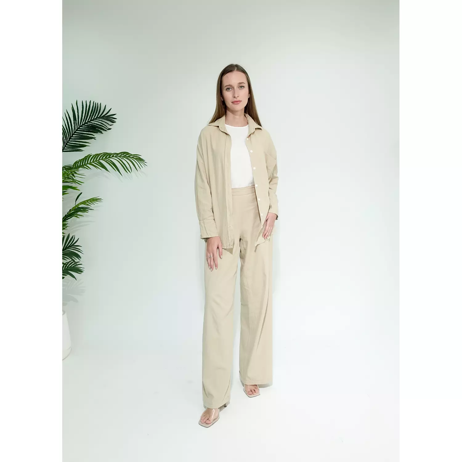 Beige Gabrdine Summer Set  8