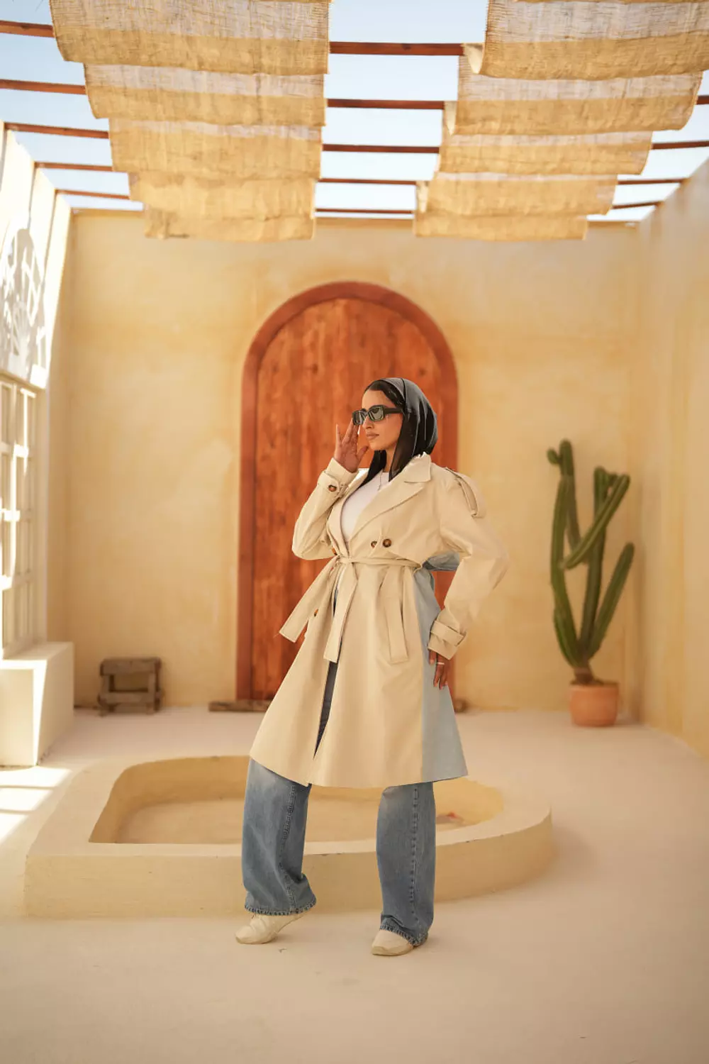 Gabardine coat in jeans 4