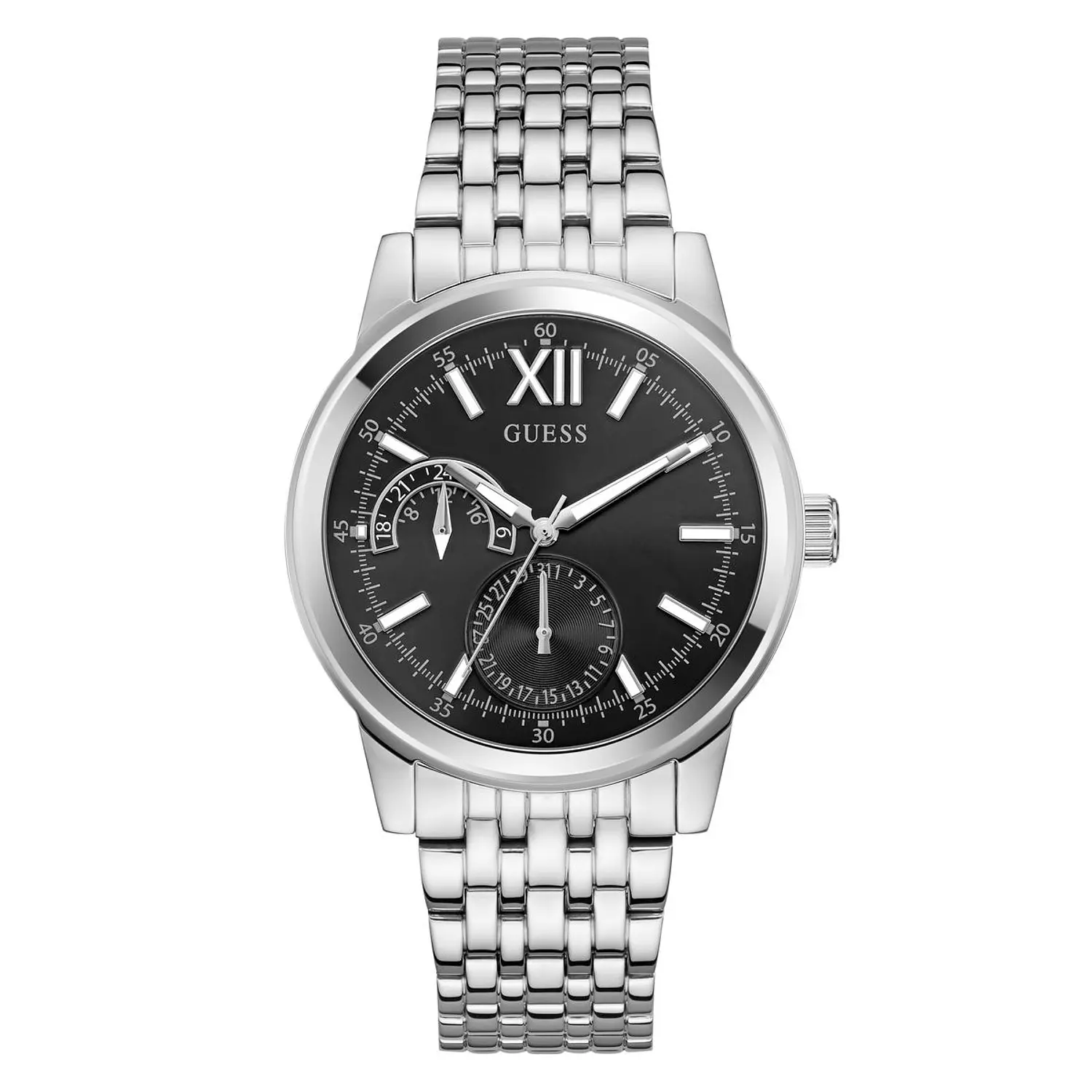 GUESS Mens Silver Tone Multi-function Watch Silver Tone Stainless Steel Bracelet GW0976G1 image
