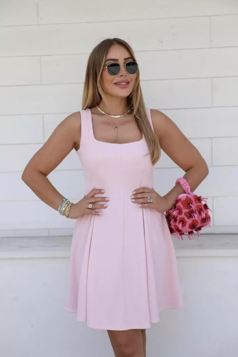 Pink midi dress hover image