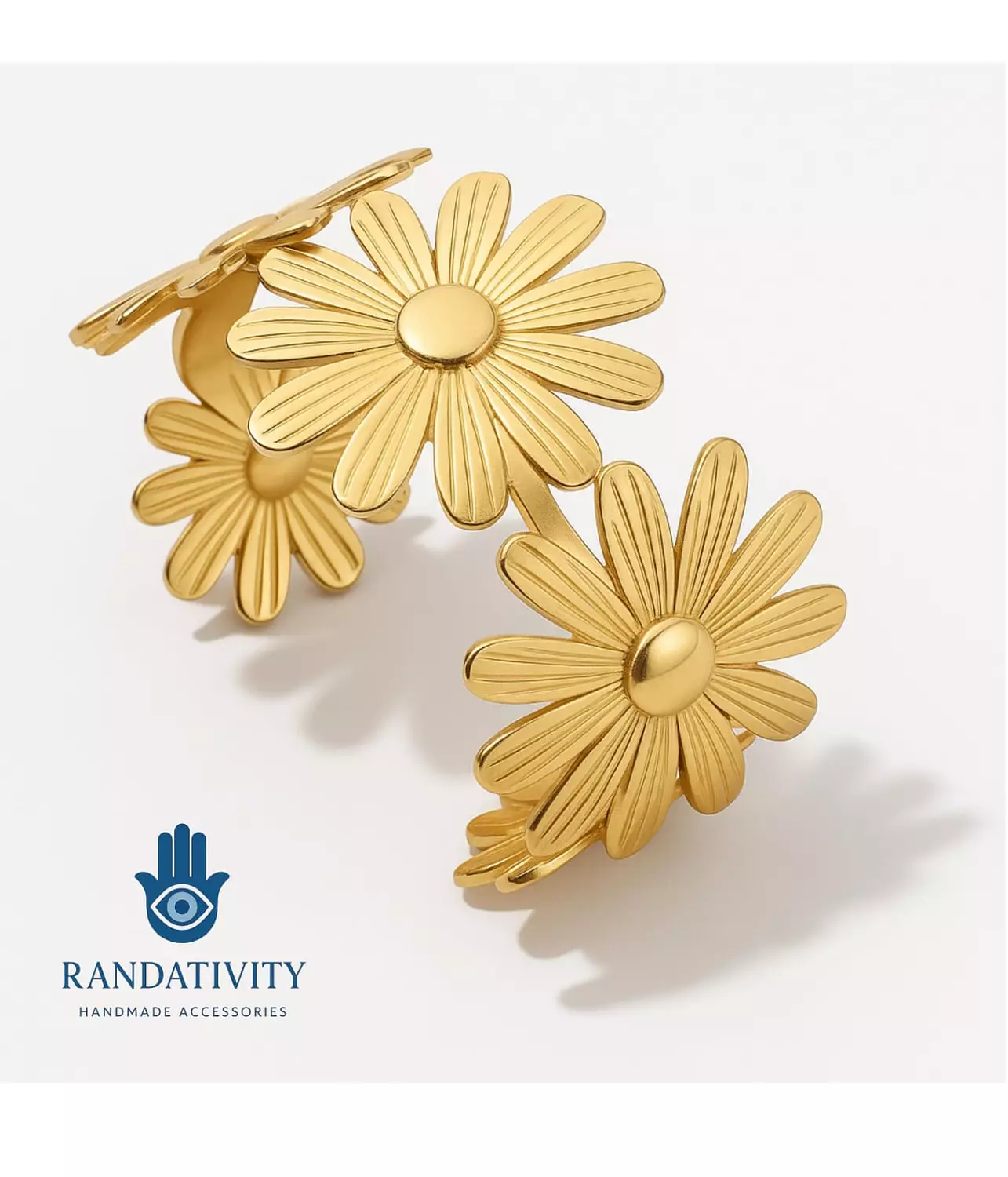 🌼 Golden Daisy Cuff Bangle hover image